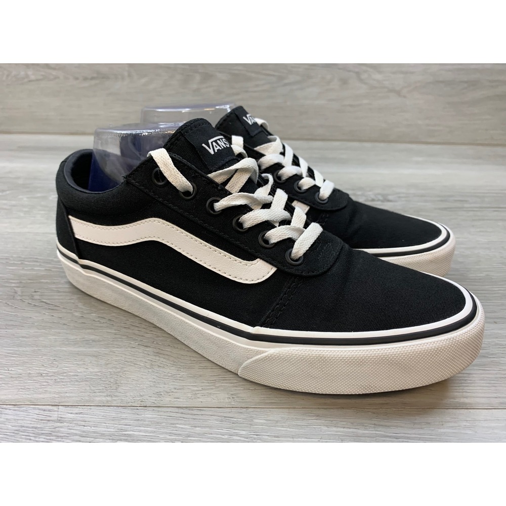 Vans Ward Low Top Sneakers Black White Canvas Skate Shoes Women's 8.5 Shoes